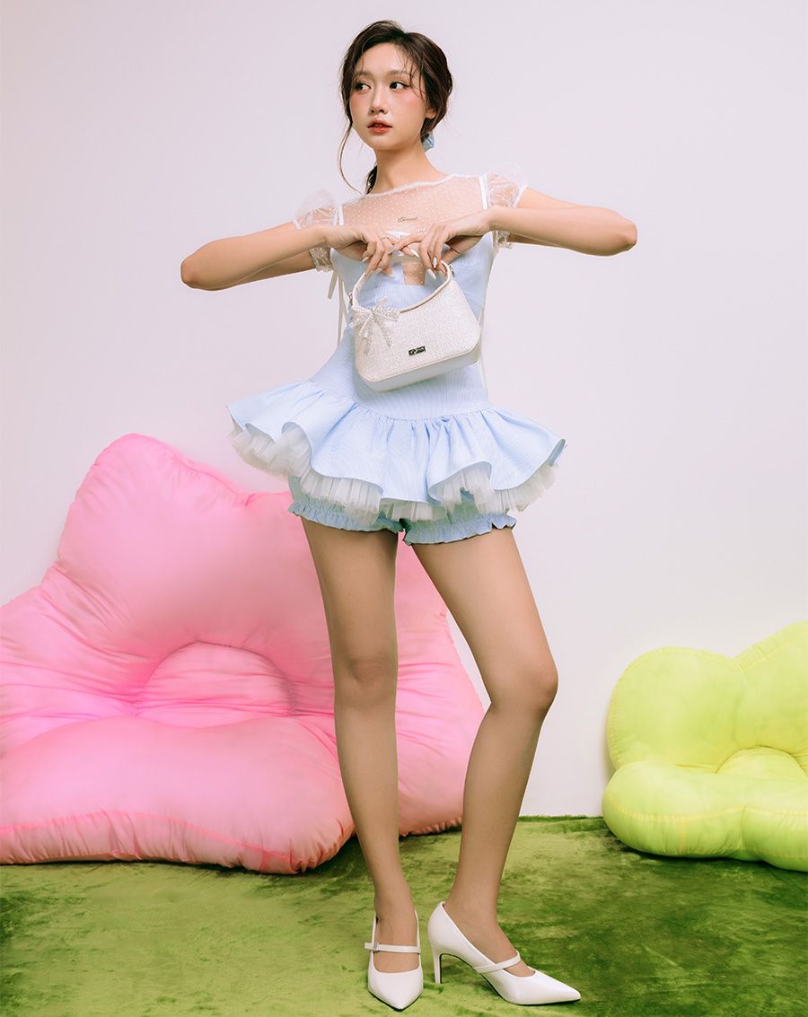 Túi Xách Nhỏ Top Handle Trang Trí Charm Nơ