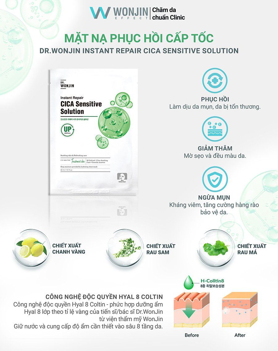 Combo 5 MN WONJIN Instant Repair CICA Sensitive Solution