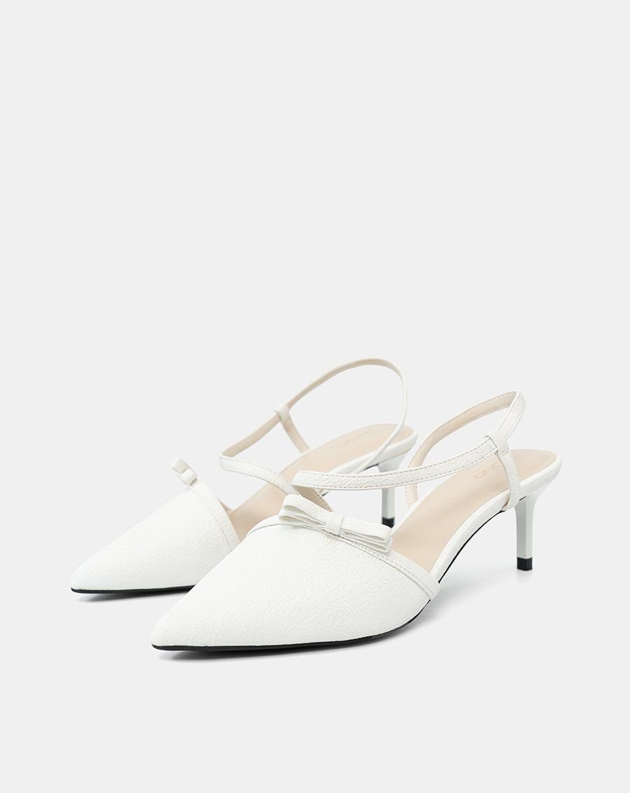 Giày Cao Gót Slingback Phối Nơ Trang Trí