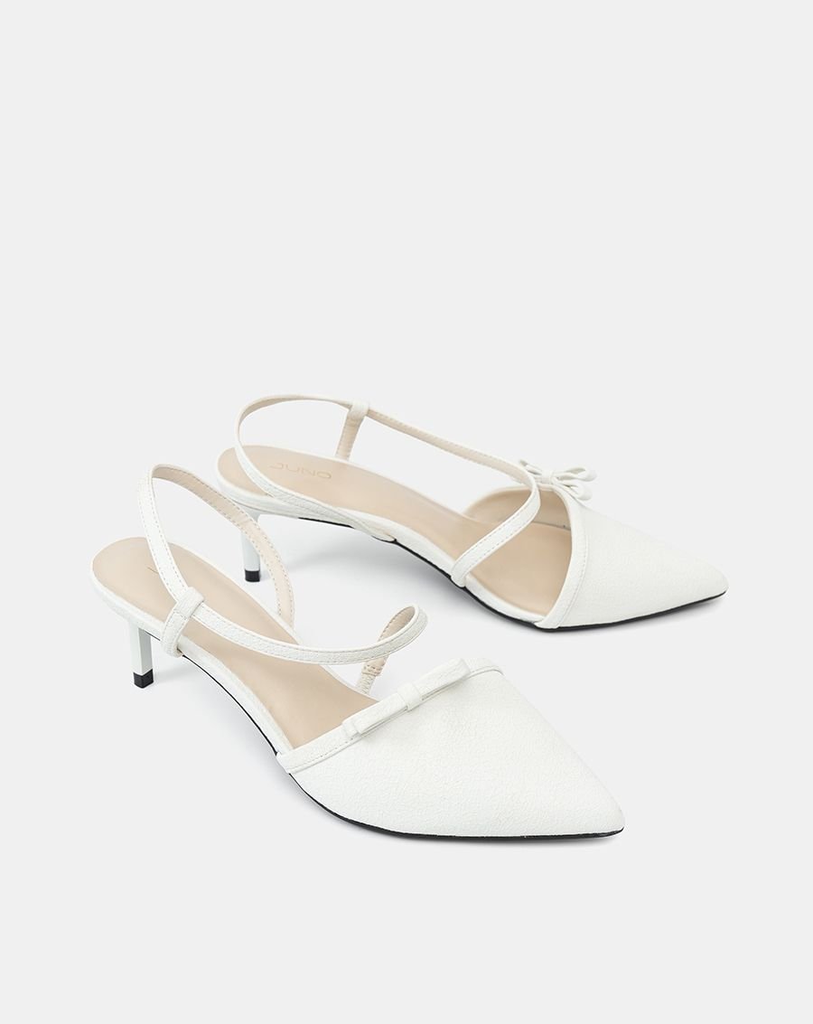 Giày Cao Gót Slingback Phối Nơ Trang Trí