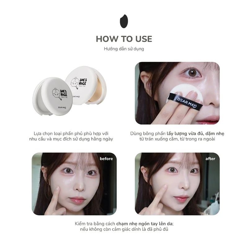Phấn Phủ Dearmay Dạng Nén Kiềm Dầu She'S Rice Sebum Pact 12g