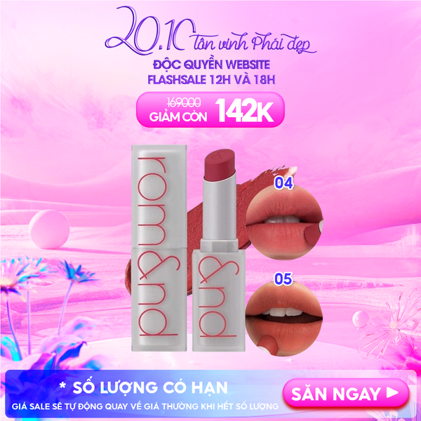 Son Thỏi Lì, Lên Màu Siêu Xinh Romand Zero Matte Lipstick 3g