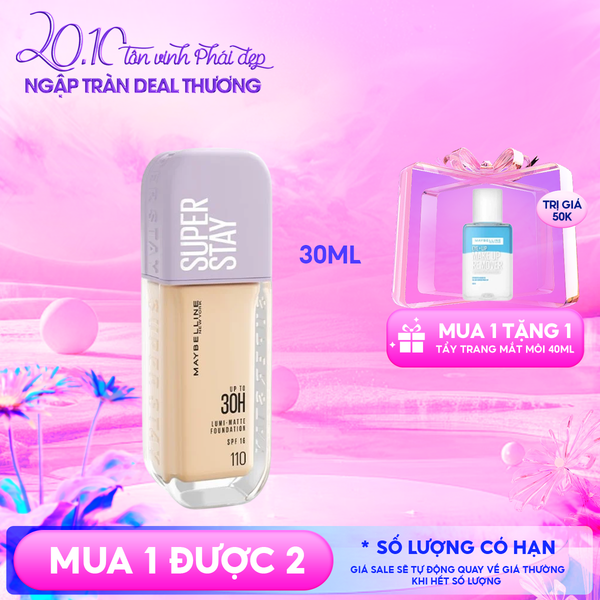 Kem Nền Maybelline Bắt Sáng, Che Phủ Cao, Siêu Nhẹ Mặt Super Stay Up To 30H Lumi Matte Foundation 35ml