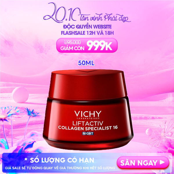 Kem Dưỡng Vichy Hỗ Trợ Sáng Da, Mờ Thâm Nám Ban Đêm Liftactiv Collagen Specialist Night 50ml