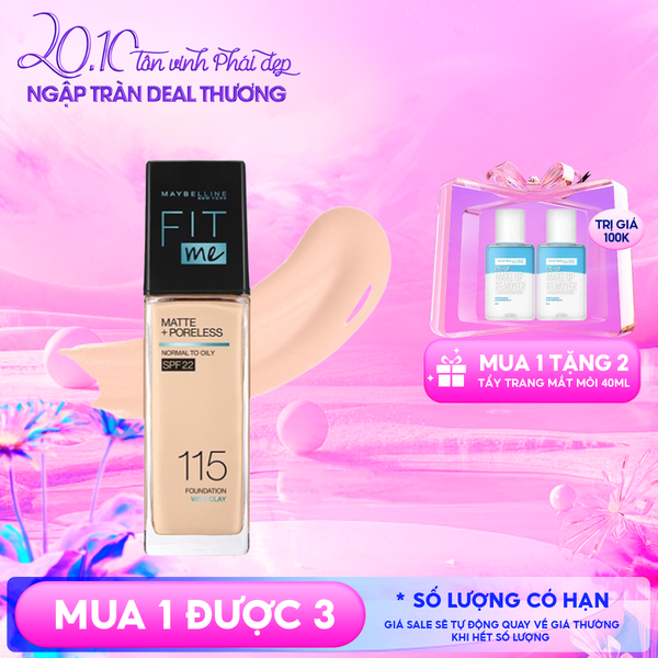 Kem Nền Maybelline Kiềm Dầu, Cho Lớp Nền Mịn Lì Tự Nhiên Fit Me Matte Poreless Foundation 30ml