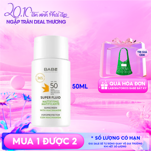 Kem Chống Nắng LABORATORIOS BABÉ Kiểm Soát Dầu Super Fluid Mattifying Sunscreen SPF50 50ml
