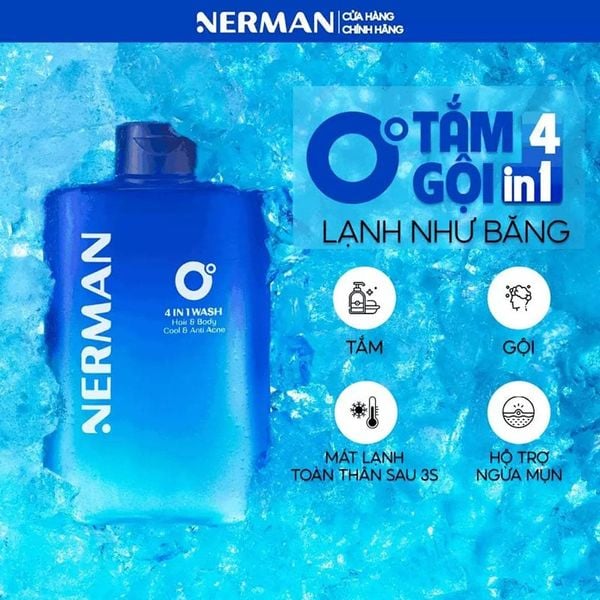 Sữa Tắm Gội Nerman Làm Mát 0 Độ 4in1 Wash