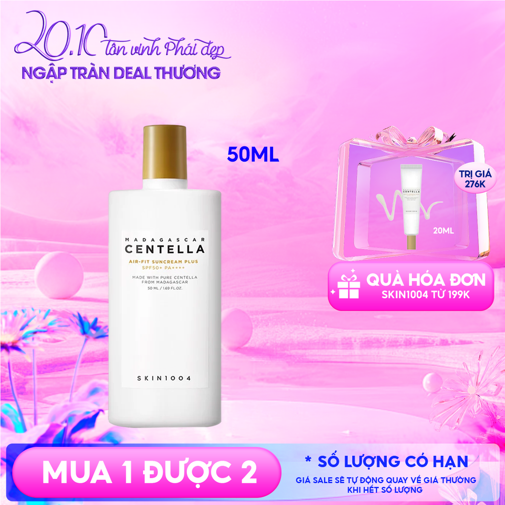 Kem Chống Nắng Skin1004 Lành Tính Dành Cho Da Nhạy Cảm Madagascar Centella Air-Fit Suncream Plus SPF50+ PA++++ 50ml