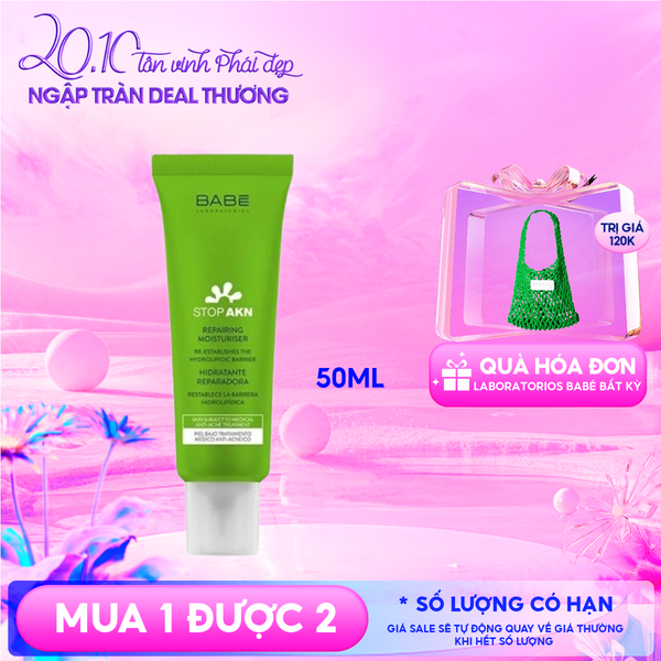 Kem Dưỡng LABORATORIOS BABÉ Hỗ Trợ Phục Hồi Cho Da Mụn Stop Akn Repairing Moisturiser 50ml
