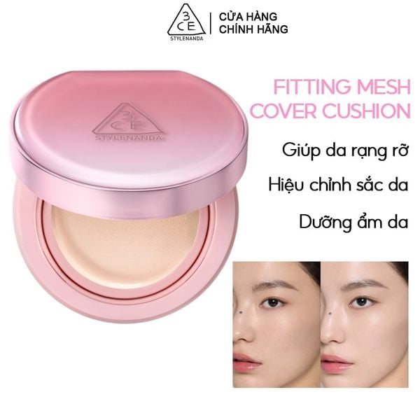 Phấn Nước 3CE Giúp Da Sáng Tự Nhiên Fitting Mesh Cover Cushion 11g