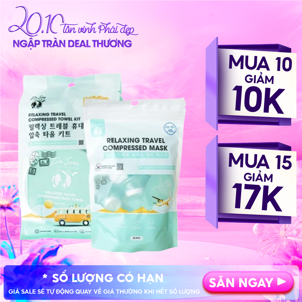 Set Khăn Nén Dr.Sera Set Mặt Nạ Nén Mềm Mịn Relaxing Travel Compressed