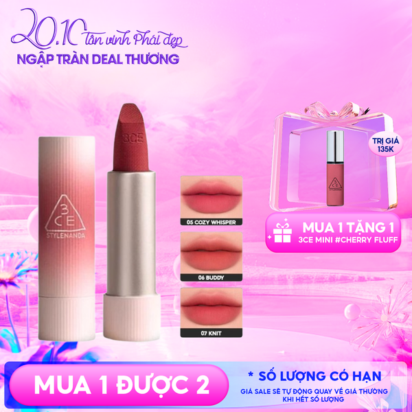 Son Thỏi 3CE Mịn Lì, Mềm Môi Cashmere Hug Lipstick 3.5g