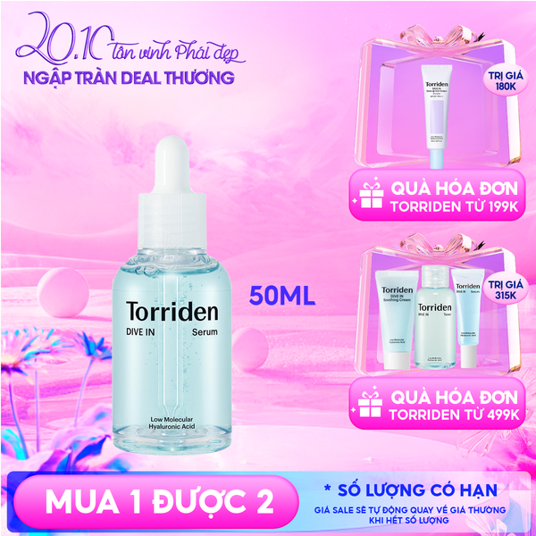 Serum Torriden Thuần Chay Cấp Ẩm, Làm Dịu Da Torriden Dive-In Low Molecular Hyaluronic Acid Serum 50ml