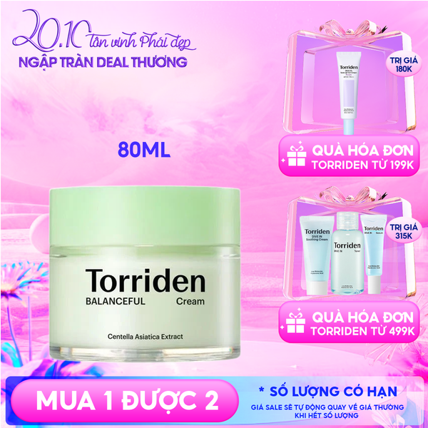 Kem Dưỡng Torriden Cấp Ẩm, Làm Dịu Da Chiết Xuất Rau Má Balanceful Cica Cream 80ml