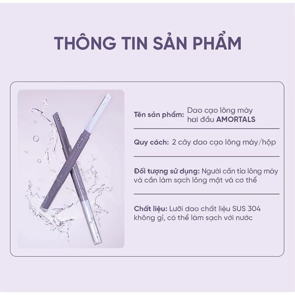 Dao Cạo Lông Mày Amortals Hai Đầu Double-headed Macro Eyebrow Razor