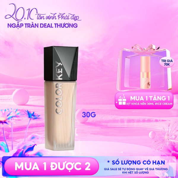 Kem Nền Colorkey Mỏng Nhẹ, Lâu Trôi, Dành Cho Da Dầu Long Lasting Flawless Liquid Foundation 30g