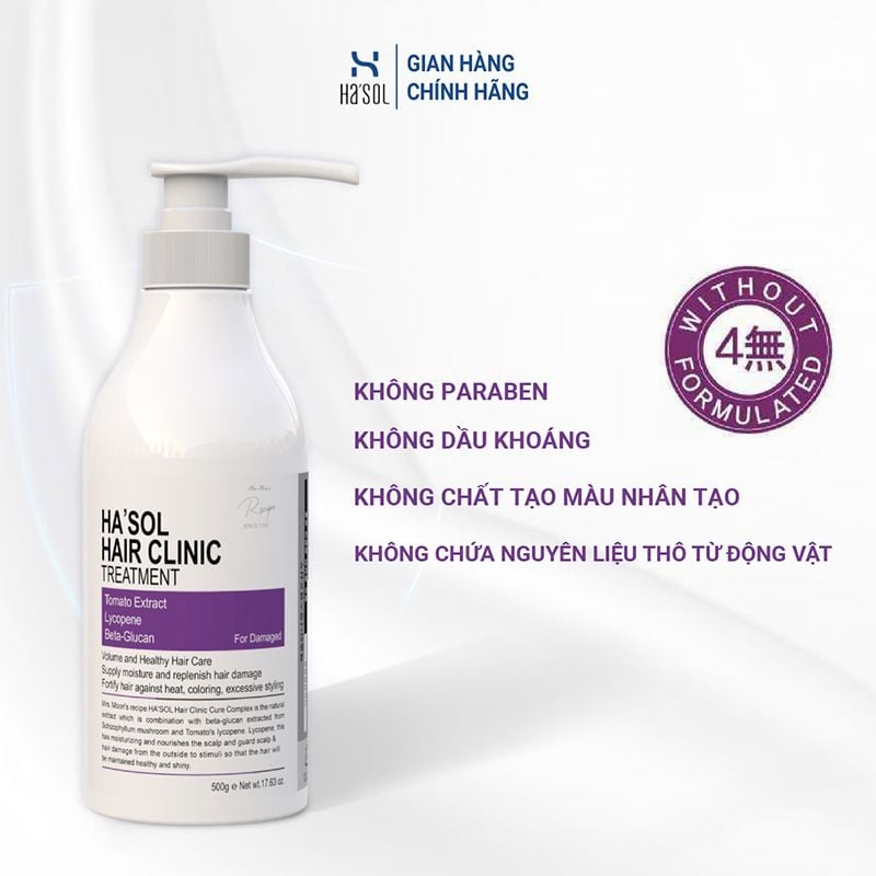 Kem Ủ Tóc Ha'sol Hỗ Trợ Phục Hồi, Dưỡng Tóc Mềm Mịn Hair Clinic Treatment 500g