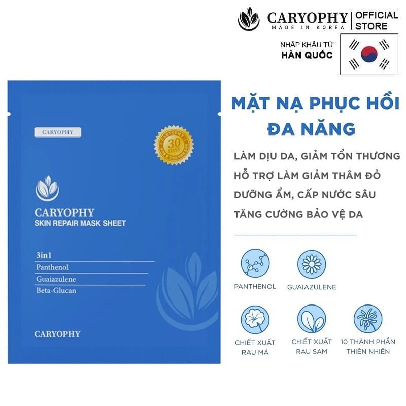 Mặt Nạ Miếng Caryophy Cấp Ẩm, Hỗ Trợ Phục Hồi Da Skin Repair Mask Sheet 25g