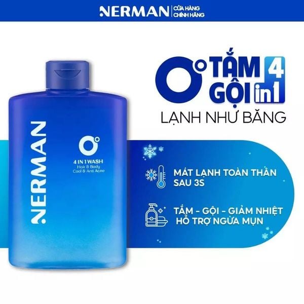 Sữa Tắm Gội Nerman Làm Mát 0 Độ 4in1 Wash