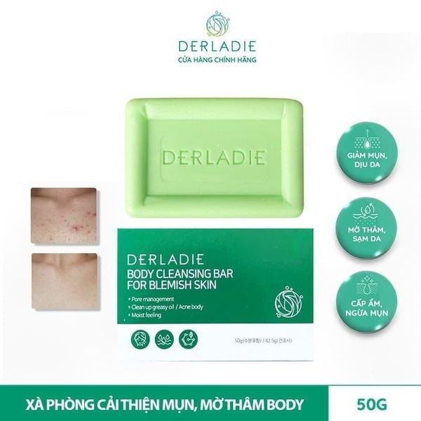 Xà Phòng Derladie Hỗ Trợ Giảm Mụn Cơ Thể Body Cleansing Bar For Blemish Skin 50g