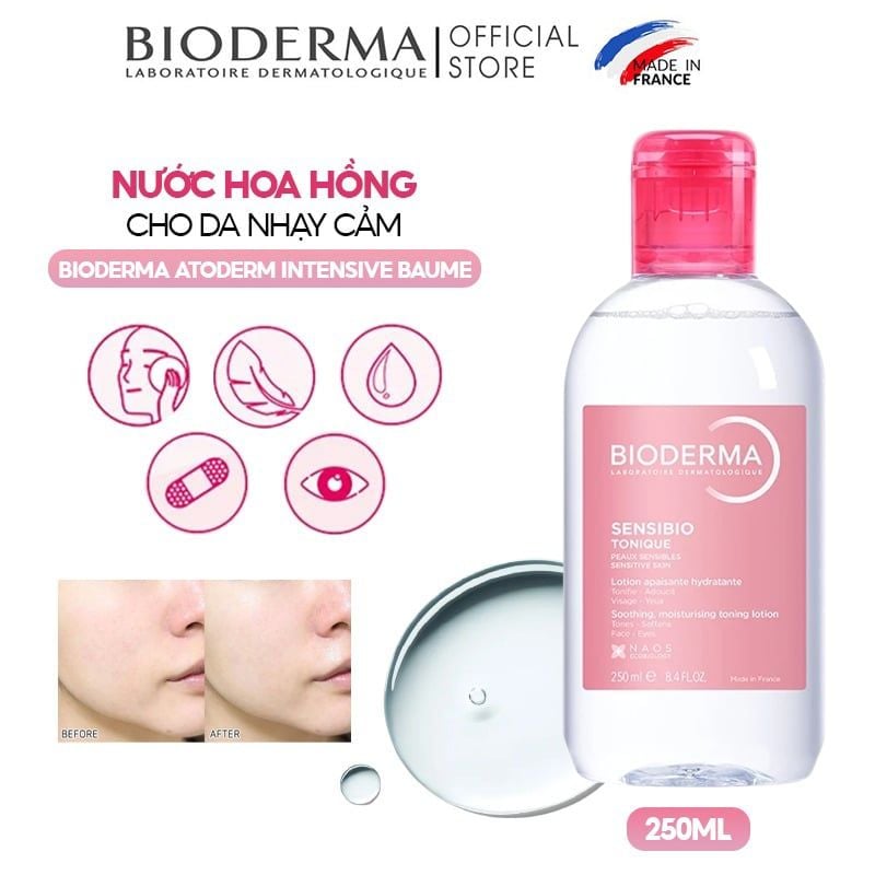 Nước Hoa Hồng Bioderma Cho Da Nhạy Cảm Sensibio Tonique 250ml