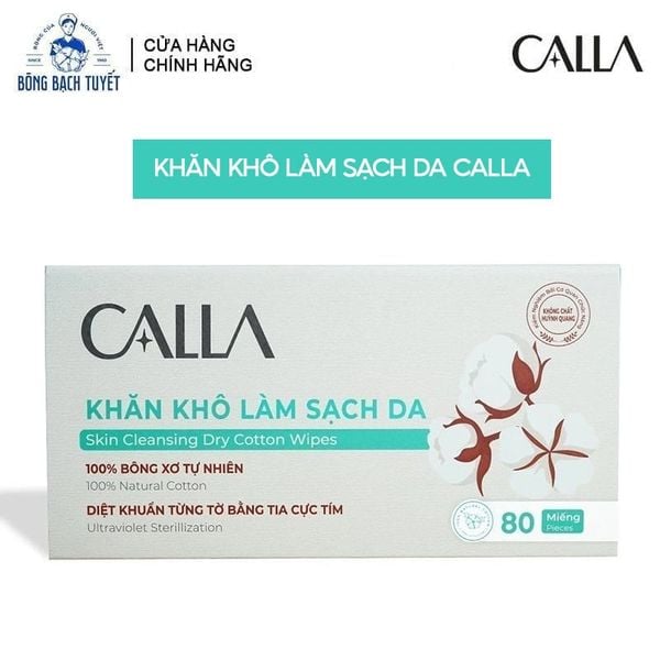 Khăn Khô Bông Bạch Tuyết Làm Sạch Da Calla 80 Miếng/Hộp
