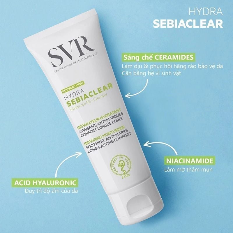 Kem Dưỡng Ẩm SVR Hỗ Trợ Giảm Thâm Mụn Cho Da Dầu Sebiaclear Hydra 40ml