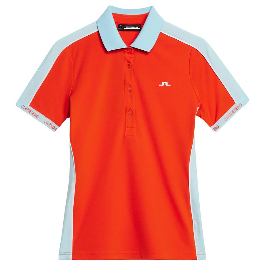Áo golf nữ tay ngắn Demi Polo Tangerine Tango GWJT09011-G016 | J.LindeÁo golf nữ tay ngắn Demi Polo Tangerine Tango GWJT09011-G016 | J.Lindeberg
