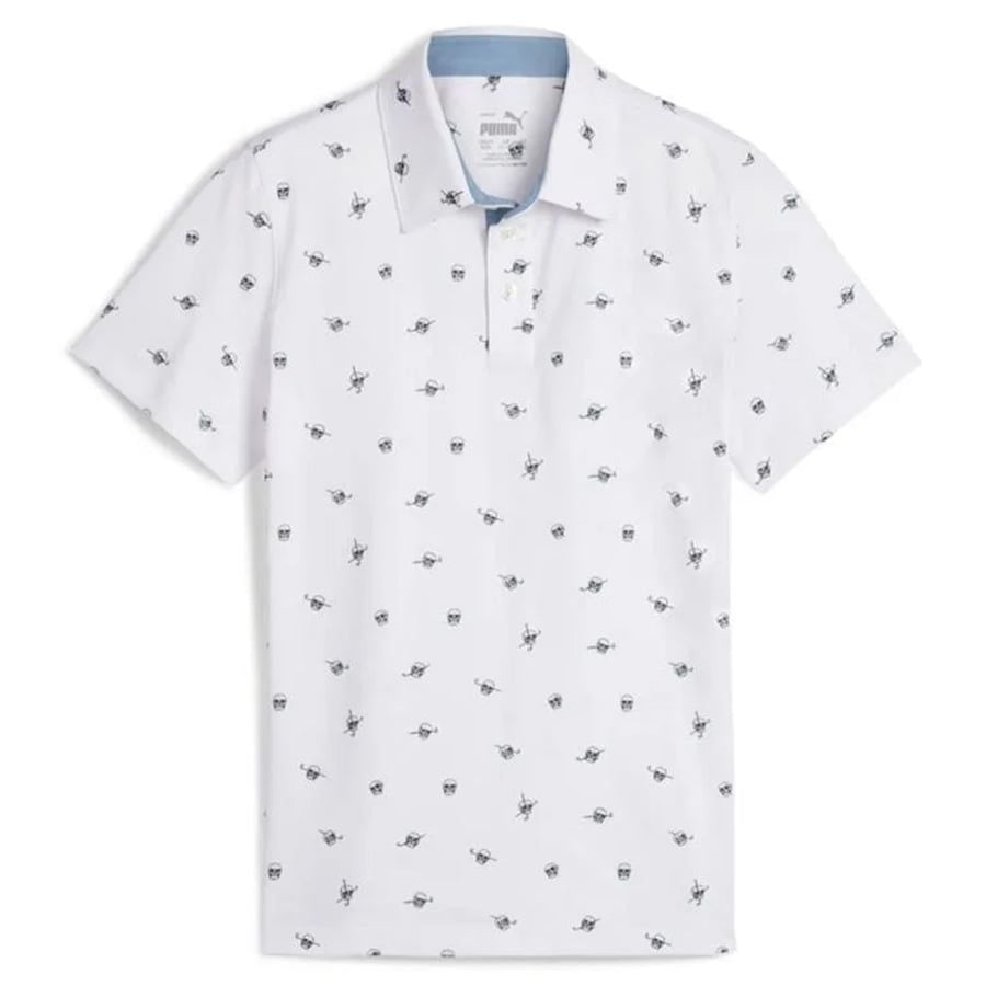 Áo golf tay ngắn trẻ em Mattr Skulls Polo Boys - White Glow-Zen Blue 6