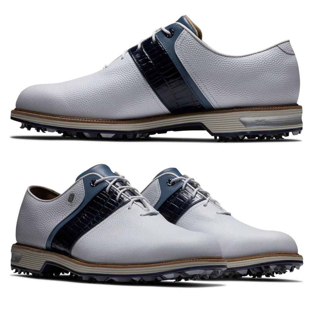 Giày Golf Nam FootJoy FJ 54269 CF PREMIERE WHT/NVY/BFGGiày golf nam DRYJOYS Premiere Spiked 54269 | FootJoy