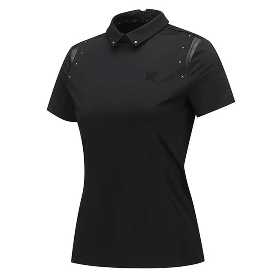 Áo golf nữ tay ngắn Beads Point Short T-Shirt - Black AGEMWTS06BK | An