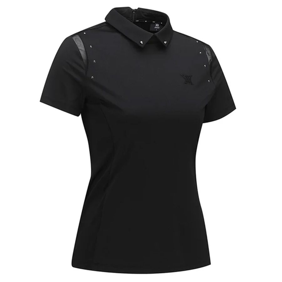 Áo golf nữ tay ngắn Beads Point Short T-Shirt - Black AGEMWTS06BK | An