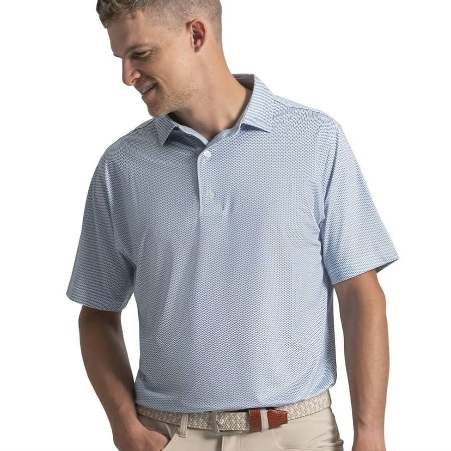 Áo Golf Nam Tay Ngắn Wave Print Lisle Self Collar 39494 | FootjoyÁo Golf Nam Tay Ngắn Wave Print Lisle Self Collar 39494 | Footjoy