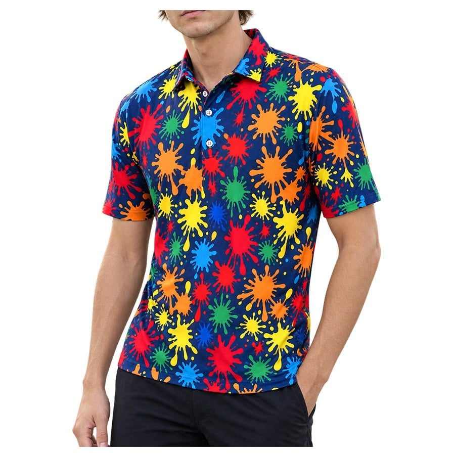 Áo Golf Nam Tay Ngắn Pain Splatter Polo - Ultracool WS1001011-217 | WiÁo Golf Nam Tay Ngắn Pain Splatter Polo - Ultracool WS1001011-217 | Wildside