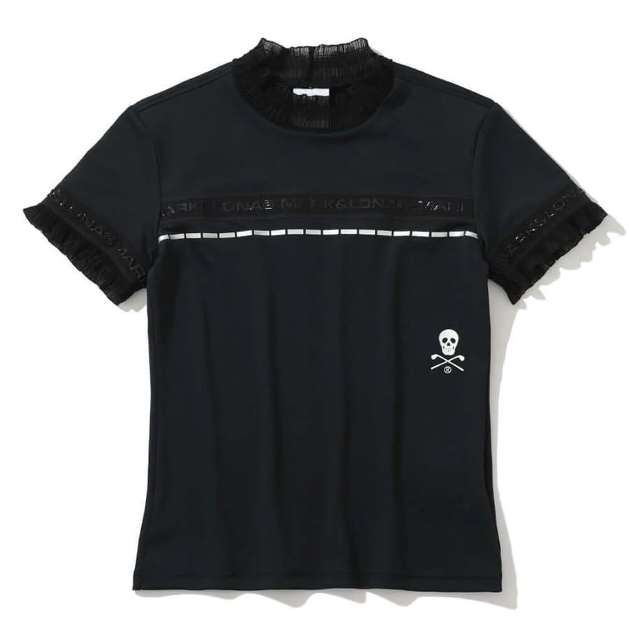 Áo golf nữ tay ngắn Trans Camo Shirring Mock MLW-5A-AA08 (Black) | MARÁo golf nữ tay ngắn Trans Camo Shirring Mock MLW-5A-AA08 (Black) | MARK & LONA
