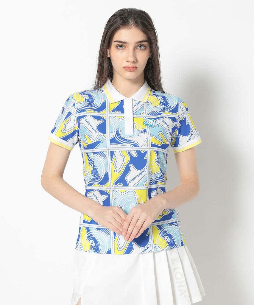 Áo golf nữ tay ngắn Gauge Block Pattern Polo MLW-5A-AP01 (Blue) | MARK
