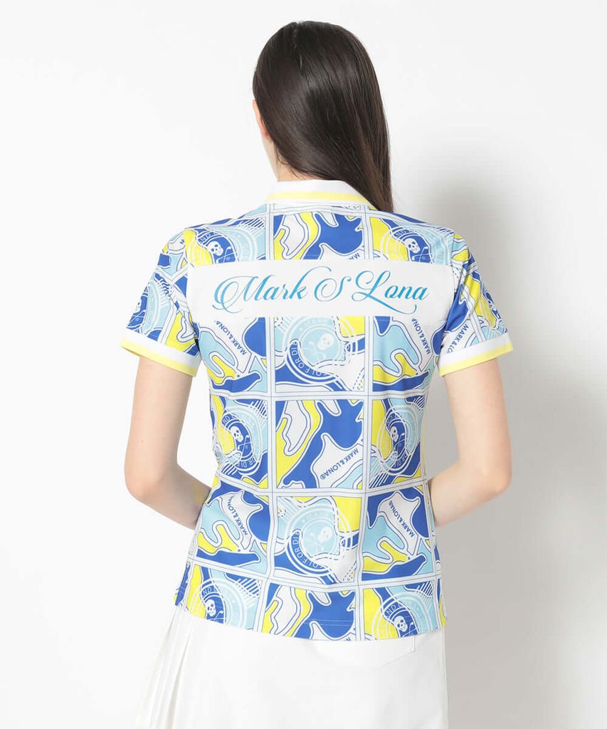 Áo golf nữ tay ngắn Gauge Block Pattern Polo MLW-5A-AP01 (Blue) | MARK