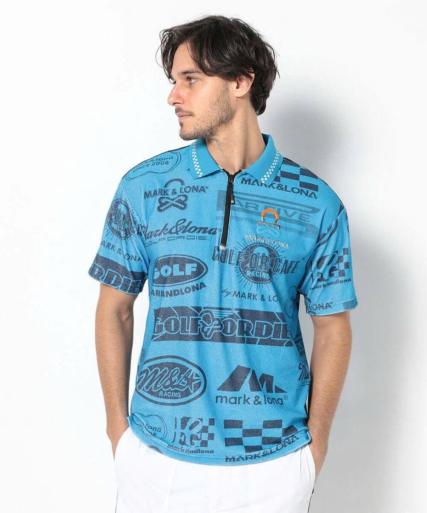 Áo golf nam tay ngắn Mirage Pile Polo MLM-5A-AP09 (Blue) | MARK & LONA