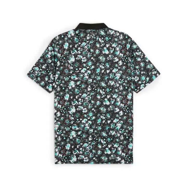 Áo golf nam tay ngắn Cloudspun Abstract Camo Polo - Puma Black-Aquatic