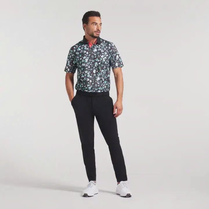 Áo golf nam tay ngắn Cloudspun Abstract Camo Polo - Puma Black-Aquatic