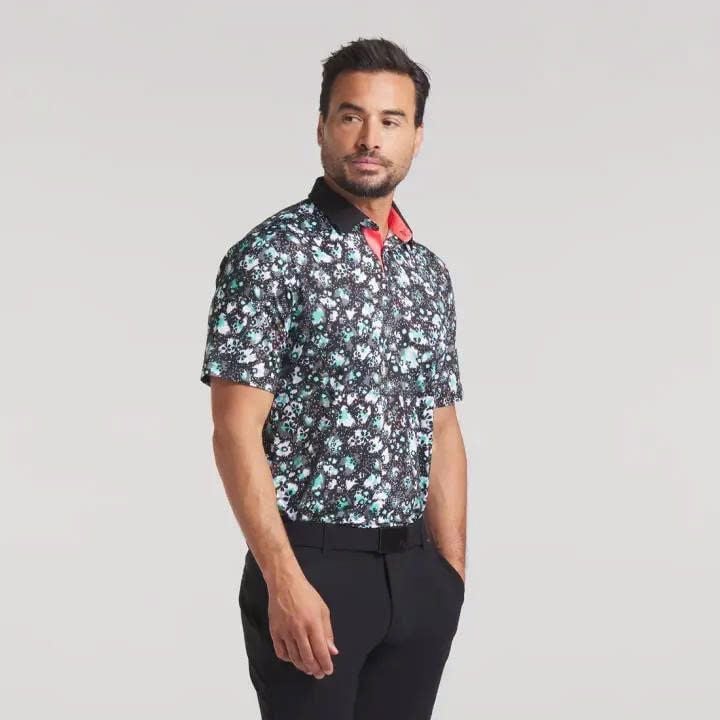 Áo golf nam tay ngắn Cloudspun Abstract Camo Polo - Puma Black-Aquatic