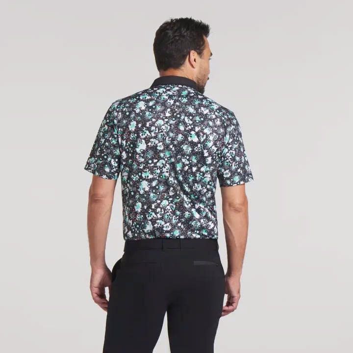 Áo golf nam tay ngắn Cloudspun Abstract Camo Polo - Puma Black-Aquatic