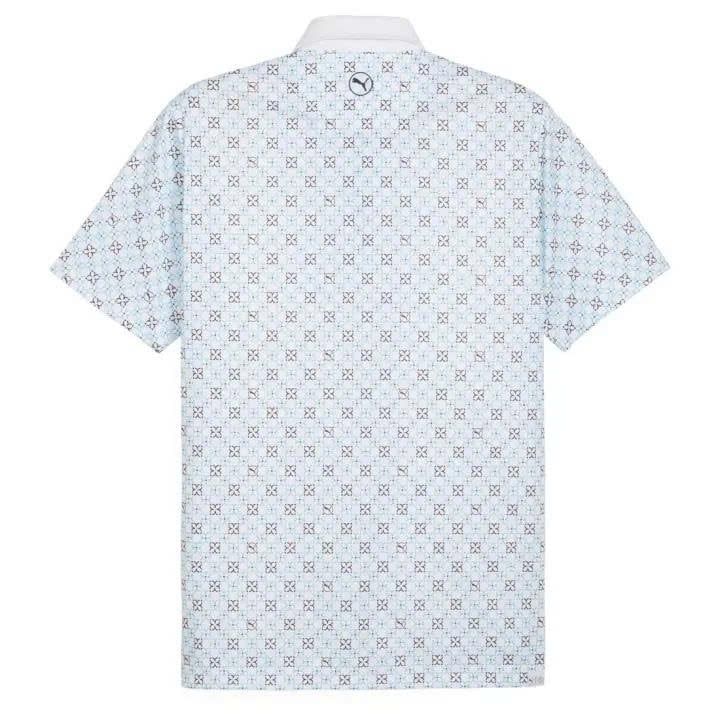 Áo golf nam tay ngắn Pure Monogram Polo - White Glow-Aqua Blue 6249820
