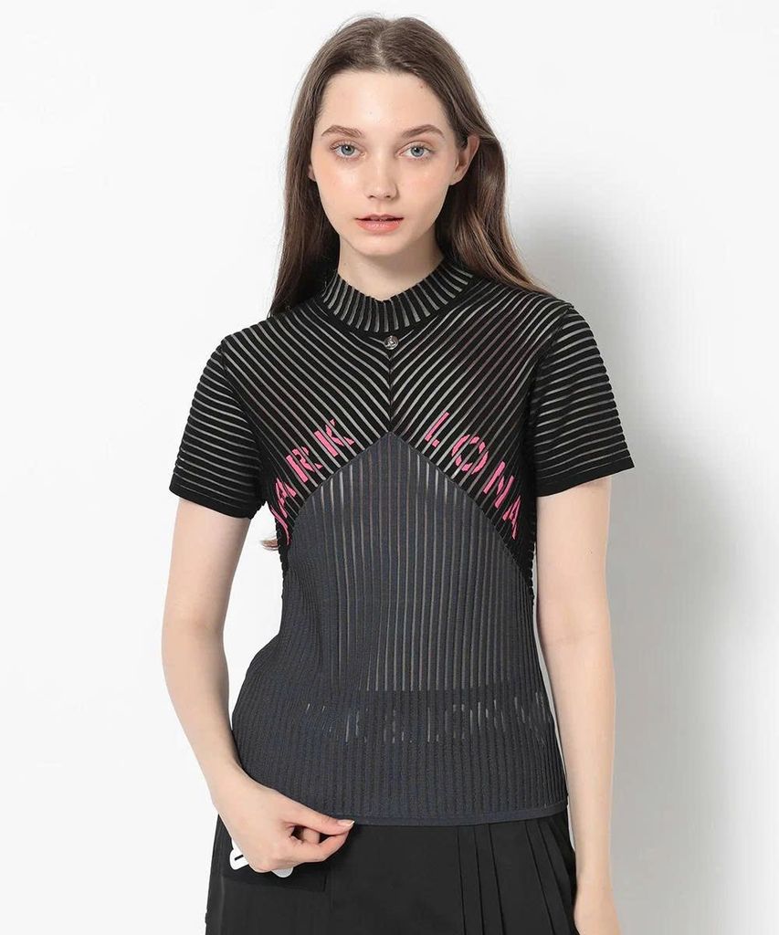 Áo golf nữ tay ngắn Dual Tone Ribbed Knit MLW-5A-AB06 (Black) | MARK &