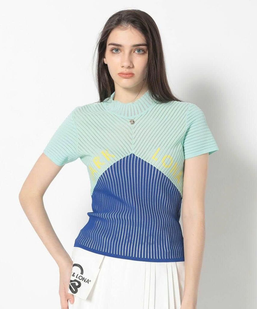 Áo golf nữ tay ngắn Dual Tone Ribbed Knit MLW-5A-AB06 (Mint) | MARK &