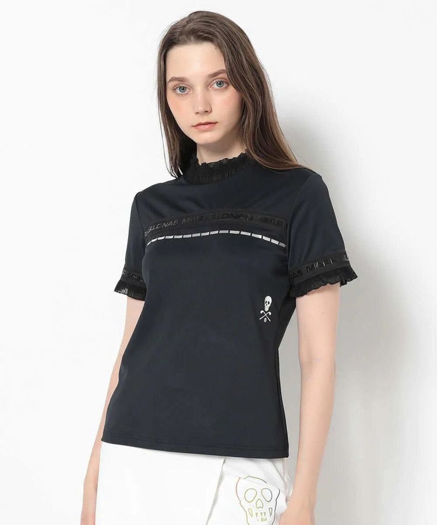 Áo golf nữ tay ngắn Trans Camo Shirring Mock MLW-5A-AA08 (Black) | MAR
