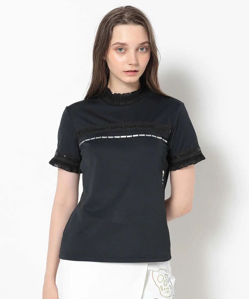 Áo golf nữ tay ngắn Trans Camo Shirring Mock MLW-5A-AA08 (Black) | MAR