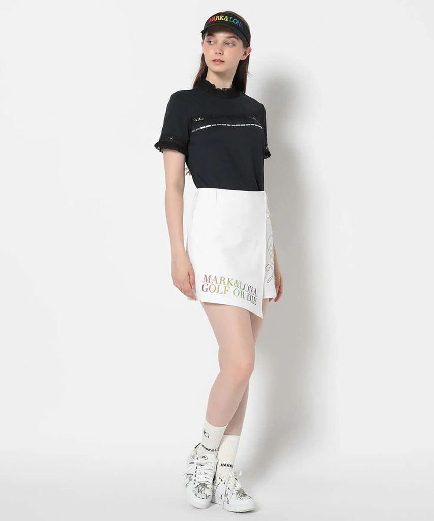 Áo golf nữ tay ngắn Trans Camo Shirring Mock MLW-5A-AA08 (Black) | MAR