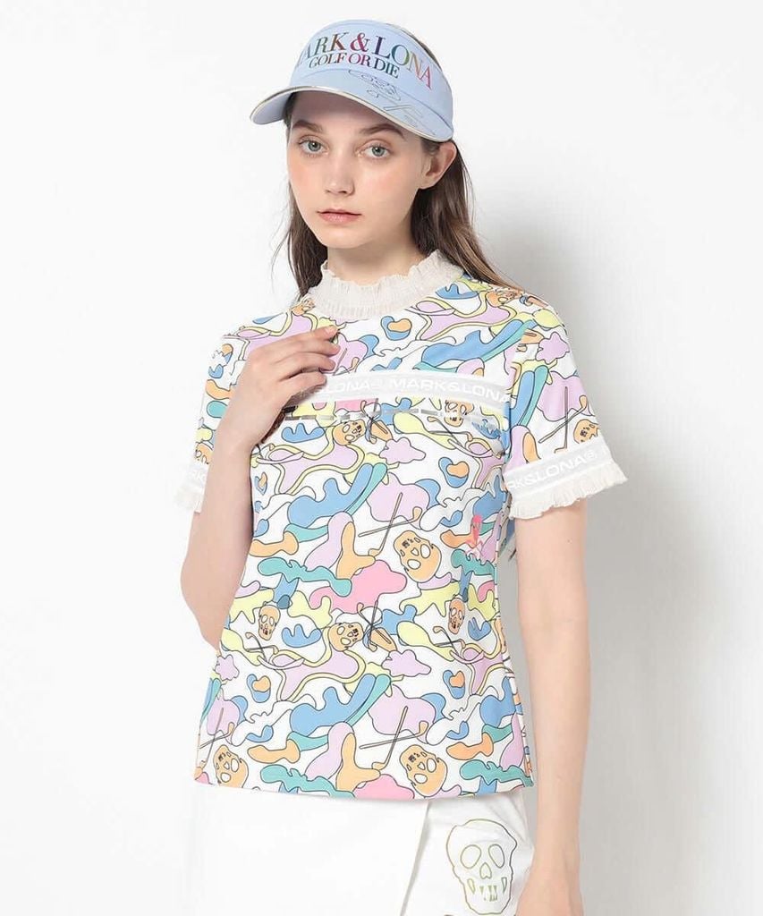 Áo golf nữ tay ngắn Trans Camo Shirring Mock MLW-5A-AA08 (Multi) | MAR