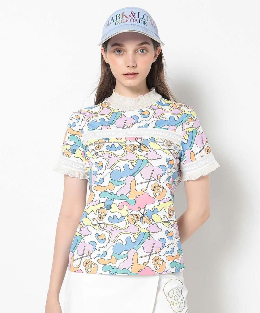 Áo golf nữ tay ngắn Trans Camo Shirring Mock MLW-5A-AA08 (Multi) | MAR